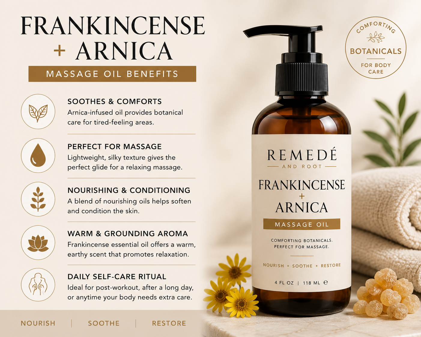 Frankincense + Arnica Massage Oil Remedé and Root